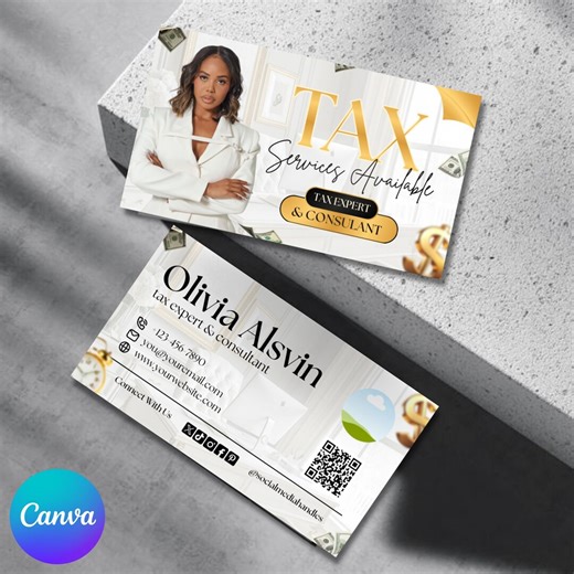 Tax Business Card, DIY Business Card for Tax Business Marketing, Tax Preparer Business Card, Tax Referral Card Canva Template - Etsy
