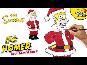 How to Draw HoMER Simpson dressed as Santa