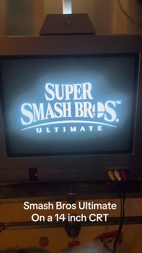 Something fun. Playing Super Smash Bros on a CRT 14 inch tv #crt #smash #ssb #nintendo #toshiba #ultimate #retrogaming #switch