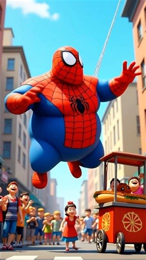 Fat Spiderman's Worst Day Ever! 🍕💪#shorts #funny #spiderman