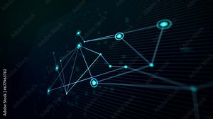 Technology dotted lines background. Blue low poly digital lines background. 4K resolution video 3840x2160 60fps