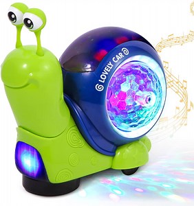 Zmoon Luminous Snail Toy, 2024 New Electric Snail Toy Tummy Time Crawling Snail Toys Musical Toys with Light-up Music, Musical Crawling Snail Toys Interactive Sensory Toy for Home