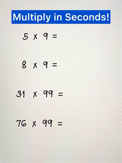 6.2M views · 24K reactions | How to Multiply in Seconds!  #Magic9 #MathHacks #MathTricks | Prof D | Facebook