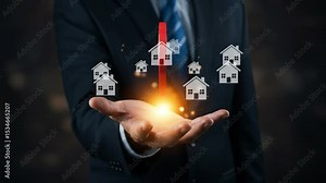 Real estate location concept with GPS pin and house icons, representing property search, map-based home listings, and smart housing navigation.