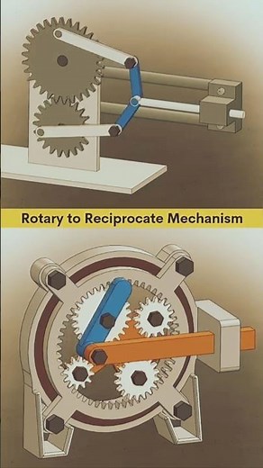 🤔Rotary to Reciprocate mechanism🧐||#mechanism #gear #3dcad #shorts