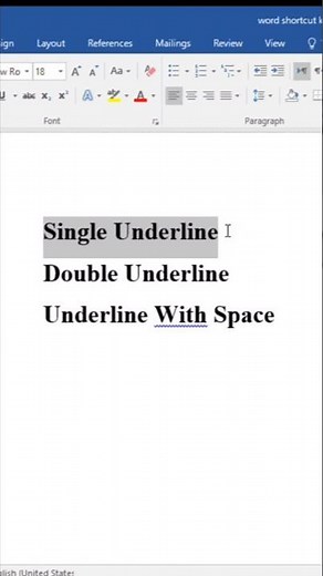 Ms Word Underline Shortcut #tutorial #shortcut #office365