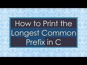 How to Print the Longest Common Prefix in C