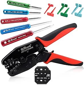 JRready ST2190 Professional Deutsch Crimp Tool Kit – Deutsch Open Barrel Crimper for Size 16 20 Stamped Contacts(14-20 AWG) Work with DT DTM Series Connectors