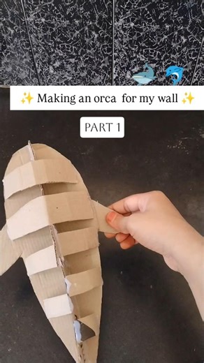 🐋🥹🐬 making an ORCA for my wall ✨#diy #cardboardcraft #orca #whale #ocean #art #crafttutorial #shorts