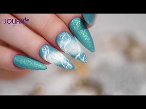 Nailart: „Smoky Sky“ mit Jolifin LAVENI Shellac - fresh petrol / Videoanleitung