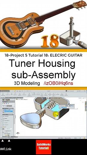 18- SolidWorks |Electric Guitar|: Tuner housing sub-Assembly #3d #solidworks #drawing #engineering
