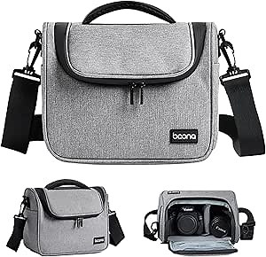 Small Camera Bag, Single Shoulder Compact Camera Case, Waterproof SLR/DSLR Crossbody Bags for Photographers, Compatible with Canon/Sony/Nikon/Fujifilm Device, Lens, Accessories (Grey)