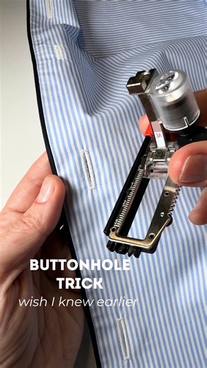 Sewing and knitting DIY on Instagram: "Sewing for years — and I just discovered this buttonhole trick 😳 A simple technique that makes buttonholes voluminous, neat, and truly professional-looking. Tools & materials: ➤ Buttonhole foot — I use Bernina 3A @berninanaehmaschinen ➤ Interfacing to reinforce the fabric from the wrong side ➤ Double-sided fusible tape for temporary thread control ➤ Thick thread — for example, Gütermann button thread @guetermann_creativ_de🧵 Important steps: ➤ Stabilize th