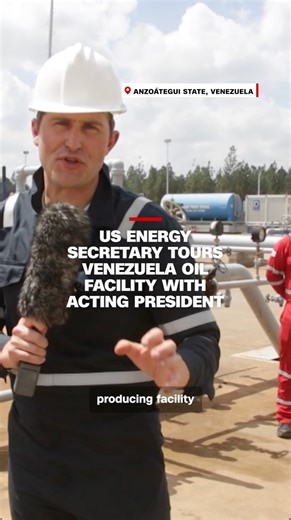 US Energy Secretary Chris Wright toured an oil facility in Venezuela's Anzoátegui state Thursday with acting President Delcy Rodríguez. CNN's Stefano Pozzebon reports from the ground. Read more: https://cnn.it/4aucvgF | CNN