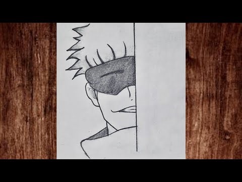 Easy anime drawing | How to draw gojo satoru half face step-by-step | drawing tutorial