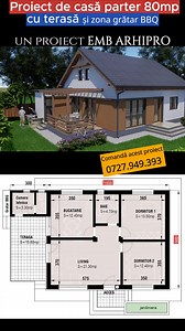 408 reactions · 19 shares | Proiecte de casă parter de 80mp, cu 2 dormitoare, bucătărie spațioasă, terasă cu încăpere tehnică și grup sanitar de serviciu și cu loc special amenajat pentru grătar de curte. Un proiect dezvoltat de firma EMB ARHIPRO, telefon/whatsapp 0727 949 393 | Proiecte case | Facebook