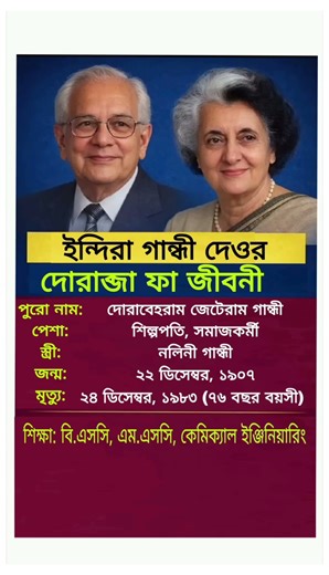 ইন্দিরা গান্ধী দেওরদোরাজা ফা জীবনী #politics #shorts #indiragandhi #banglagk #gkbangla #bengali
