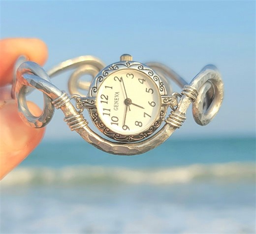 Rolling Waves Watch Bracelet, Made to Order, Cuff, Handcrafted Watch, Bracelet Watches for Women, Unique, Artisan - Etsy