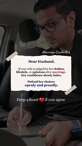 In many Indian marriages, a woman starts getting judged after marriage—for her clothes, lifestyle, opinions, and even the way she speaks. When no one stands up for her, especially her husband, her confidence slowly breaks and she begins to silence herself. A strong husband protects his wife’s dignity, supports her choices, and defends her openly in front of family and society. Respect from a husband is not optional; it is the foundation of a healthy, confident, and lasting marriage. Join our HCC