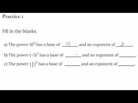 Unit 2 - Lesson 4 Exponent Laws: Part 1 - Practice 1