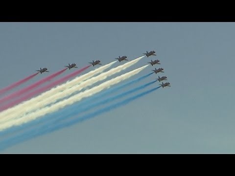 Red Arrows display 2014: Stunning, colourful aerial display to mark D-Day commemorations