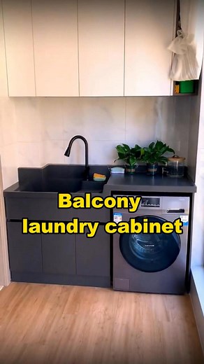 1.5M views · 8.8K reactions | Balcony laundry area design. #aleadhome #highendcustom #highendprojects #cabinet #cabinets #customkitchencabinets #balcony #cabinetdesign #interiordesign #kitchenrenovation #storagesolutions #furnituredesign #diy #love #art | Alead Kitchen & Wardrobe Custom | Facebook