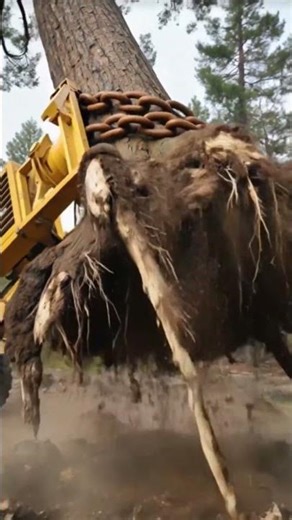 Unbelievable! This is how massive trees are felled using heavy machinery,truly powerful work #viral