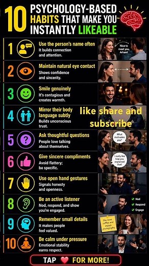 •10 Simple Habits to Become Instantly Likeable 🔥