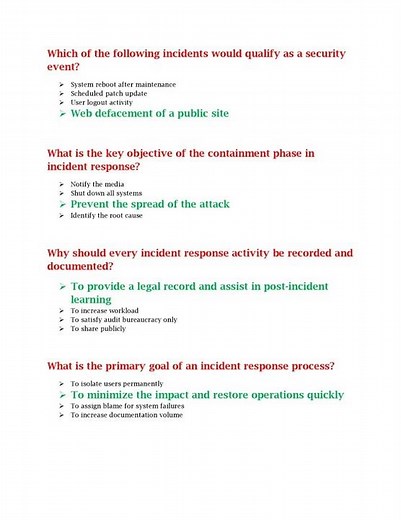 Introduction to Cybersecurity Incident Response COURSE ANSWERS IGOT KARMAYOGI