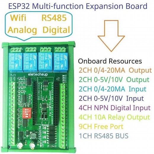 ESP32 Expansion Board Digital Analog DAC ADC IO Wifi Relay Switch ES32C14 Module