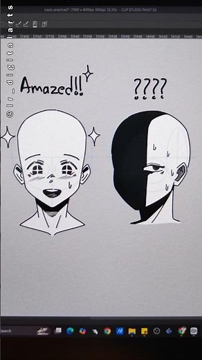 Manga Expressions: Amazed!! VS ??? 😰 #digitalart #shorts #drawing #art #digitaldrawing