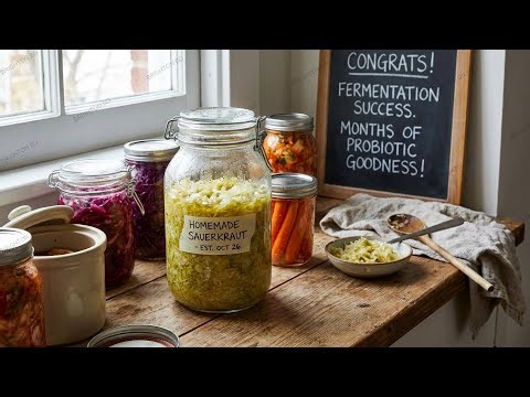 DIY Probiotic Fermented Vegetables: Sauerkraut & Pickles Guide (Lacto-Fermentation for Beginners)