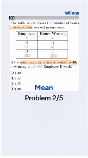 Wiingy High School to College on Instagram: "📊 Stuck on this SAT Mean problem? Let’s solve it! Finding a missing value when you already have the average is a classic SAT Math favorite. Master this "Reverse Mean" trick to save time and score easy points on your next test! This essential data analysis strategy is a must-know for every student. 💾 Save this for your next study session! What math topic should we break down next? 👉 Share this with a friend who's prepping for the SAT! #SATMath #Data