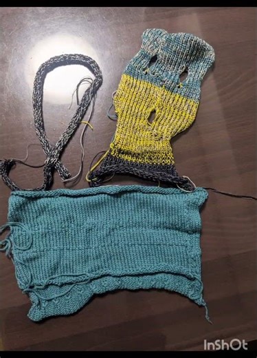 変なマスクできた①これを育てたい#鬼 #変化 #knitting #music #手芸 #monster #mask