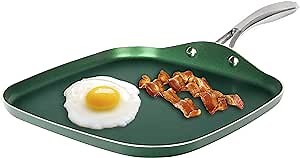 Granitestone Emerald Green 10 Inch Griddle Pan for Stovetop…