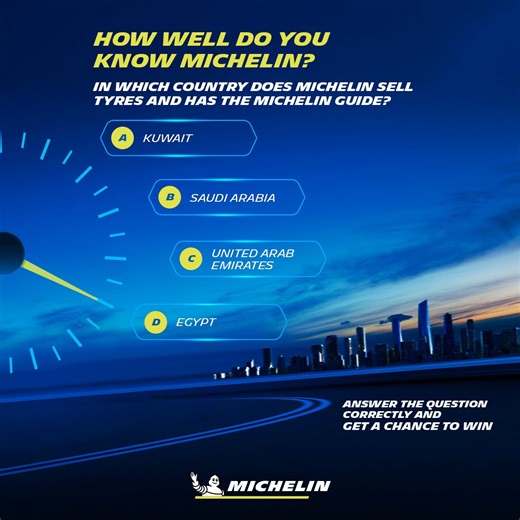 17 reactions · 12 comments | Giveaway Alert! Participate in our MICHELIN contest and answer the quiz for a chance to win MICHELIN goodies. How to enter:  Answer the quiz in the comments section  Follow our page  Mention 2 of your friends *This giveaway ends on 20th Oct. Winners will be notified via private message. #MichelinArabia | Michelin | Facebook
