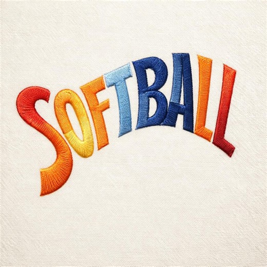 Softball Embroidery Design | Colorful Arched Lettering | Sports Team Embroidery File - Etsy