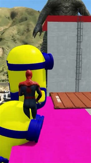 GTA 5 Epic Ragdolls RED SPIDERMAN VS RED MINION VS GREEN MINION (Euphoria Physics & Funny Fails)1056