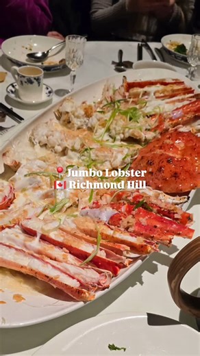 🧑‍🍳 on Instagram: "🦞 Jumbo Lobster 🦞 9019 Leslie St 📍Richmond Hill, Canada Jumbo Lobster reopened in a new spot and the decor is completely reimagined. It's now got a super swanky dark vibe going on with walls of fancy wine and dry aging steaks. They also redid their menus to include a steak 🥩 I did not expect to have steak at a Chinese restaurant but they did it well. The meat was very tender and cooked well. I'd eat that again! My favourite dish of the night was the garlic steamed Alaska