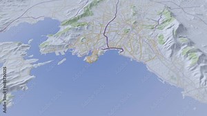 3d relief map of Athens Piraeus