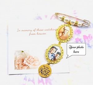 Gold Bridal Bouquet Photo Memory Pin: Wedding Memorial Jewelry - Etsy