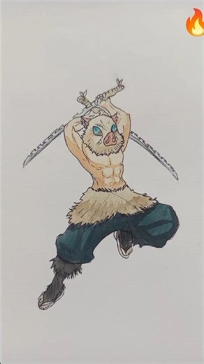 Inosuke Hashibira Speed Drawing ✍️🔥 | Demon Slayer Anime Art | Epic Sketch”