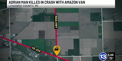 Adrian man killed in crash with Amazon van