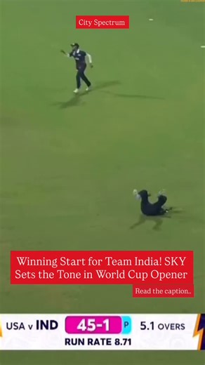 City Spectrum on Instagram: "Team India start their ICC T20 World Cup 2026 campaign with a convincing 29-run win over USA! 🇮🇳 Captain Suryakumar Yadav stole the show with a brilliant 84 off 49*, rescuing India from early trouble and driving them to a defendable total. India’s bowlers backed up with disciplined efforts — especially Siraj and Arshdeep — to seal the victory at Wankhede Stadium, Mumbai. #t20 #cricket #india #sports #win"