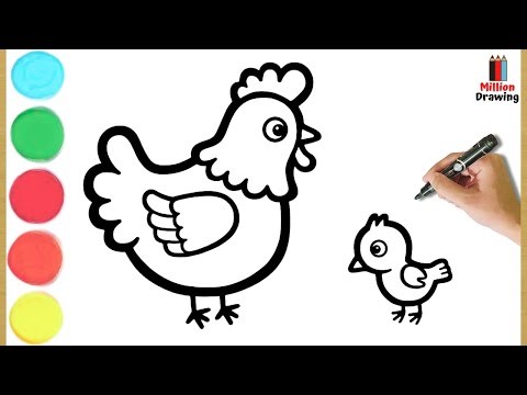 How to Draw a Chicken Step by Step | Easy Chicken Drawing for Kids -Simple Hen Drawing Tutorial #294