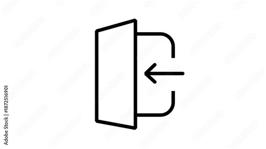 System Login line animation. Digital sign-in icon featuring an open door and inward arrow representing login access, entering a system, and user authentication.