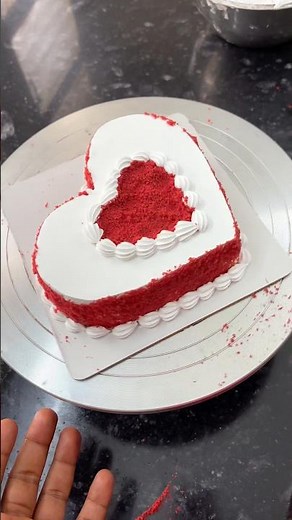 Heart red velvet cake tutorial #trending #shorts #redvelvetcake