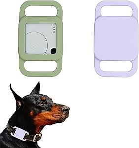 Silicone Tile Dog Collar Holder for Tile Mate 2020 & 2018, 2 Pack Tile Case Protective Cover for Pet Dog Cat (Avocado Green/Purple)