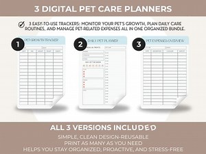Pet Care Tracker Bundle: Pet Growth, Expenses, Daily Planner (digital Download) - Etsy Canada
