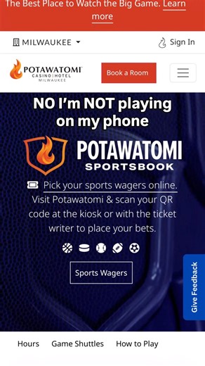 Don’t get stuck behind the line for the big game! 🏈 Build your bet ahead of time to gain access to express lines and scan your QR code at a kiosk or ticket counter. 📍Find Express Lines in the Sportsbook & near the Skywalk | Potawatomi Hotel & Casino